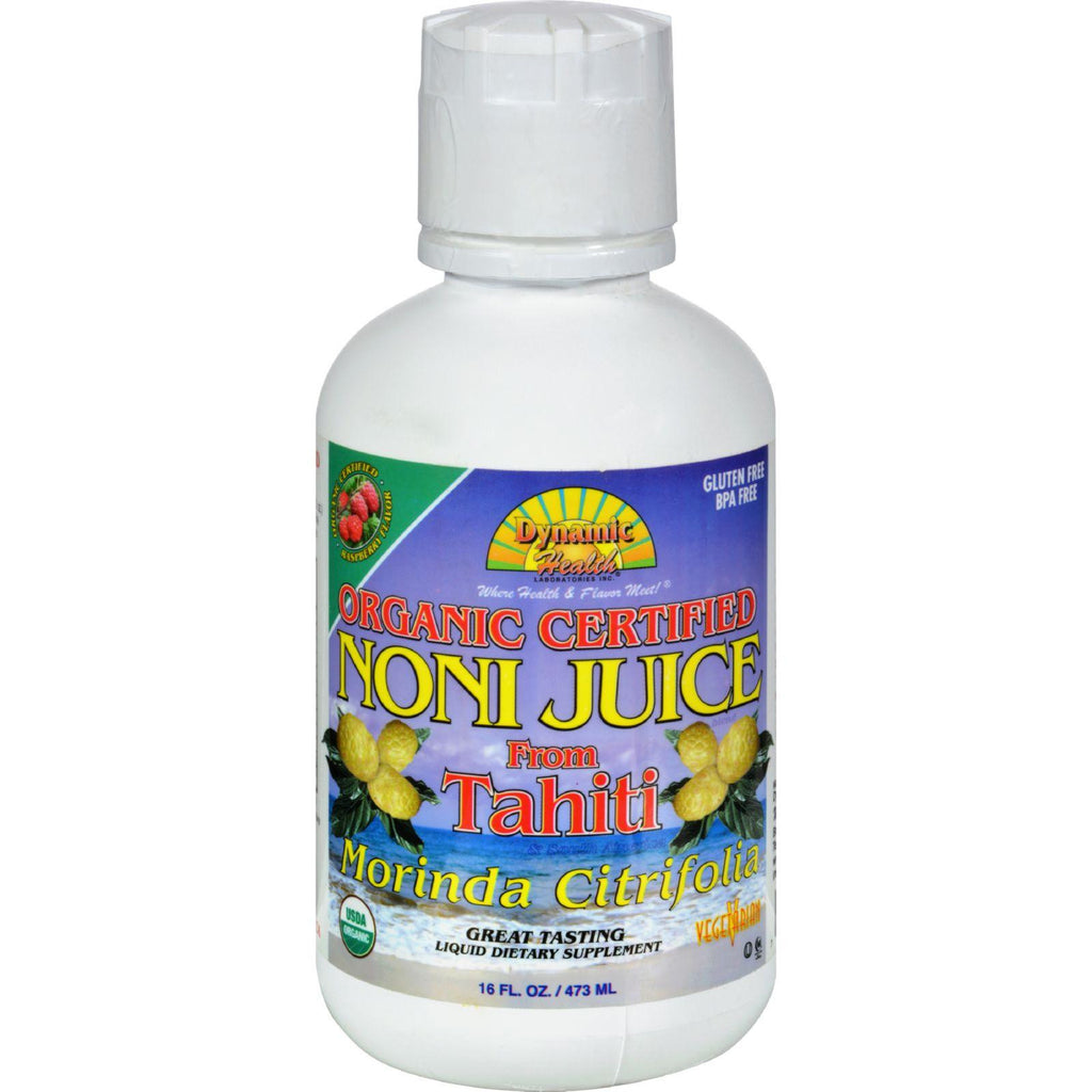 Dynamic Health Organic Certified Noni Juice Raspberry - 16 Fl Oz