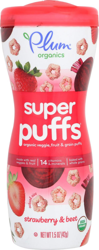 Plum Organics Super Puffs - Strawberry And Beet - Case Of 8 - 1.5 Oz.