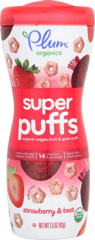 Plum Organics Super Puffs - Strawberry And Beet - Case Of 8 - 1.5 Oz.