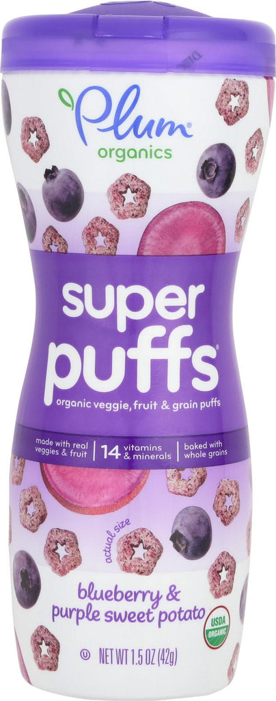 Plum Organics Super Puffs - Blueberry And Purple Sweet Potato - Case Of 8 - 1.5 Oz.