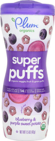 Plum Organics Super Puffs - Blueberry And Purple Sweet Potato - Case Of 8 - 1.5 Oz.