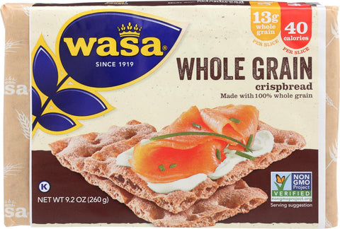 Wasa Crispbread Whole Grain - Flour And Water - Case Of 12 - 9.2 Oz.