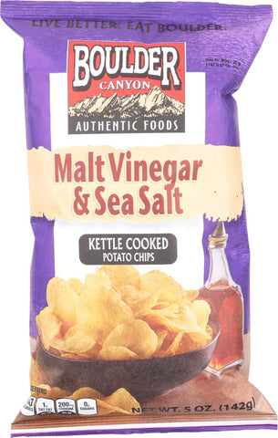 Boulder Canyon Natural Foods Kettle Chips - Malt Vinegar And Sea Salt - Case Of 12 - 5 Oz.