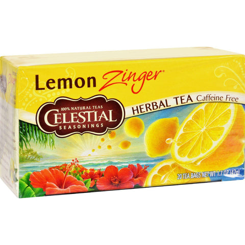 Celestial Seasonings Herbal Tea Caffeine Free Lemon Zinger - 20 Tea Bags - Case Of 6