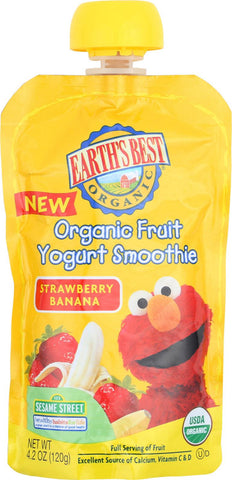 Earth's Best Organic Fruit Yogurt Smoothie - Strawberry Banana - Case Of 12 - 4.2 Oz.