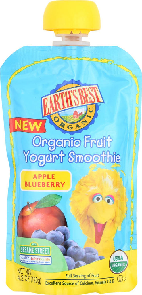 Earth's Best Organic Fruit Yogurt Smoothie - Apple Blueberry - Case Of 12 - 4.2 Oz.