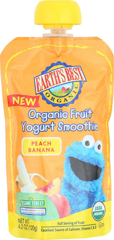 Earth's Best Organic Fruit Yogurt Smoothie - Peach Banana - Case Of 12 - 4.2 Oz.