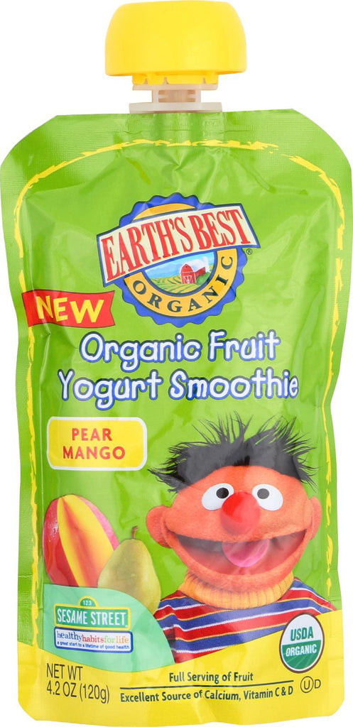 Earth's Best Organic Fruit Yogurt Smoothie - Pear Mango - Case Of 12 - 4.2 Oz.