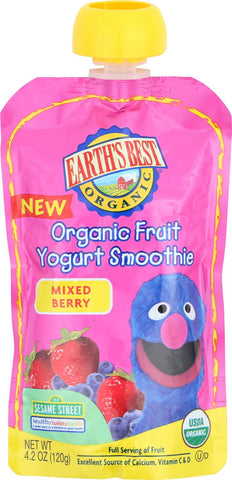 Earth's Best Organic Fruit Yogurt Smoothie - Mixed Berry - Case Of 12 - 4.2 Oz.