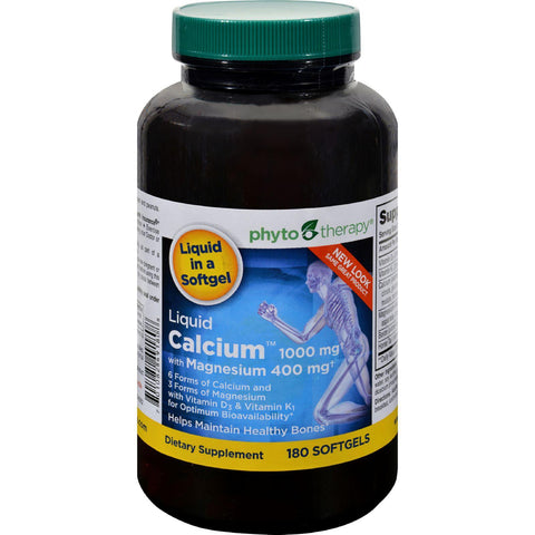 Phyto-therapy Liquid Calcium With Magnesium - 1000 Mg - 180 Softgels