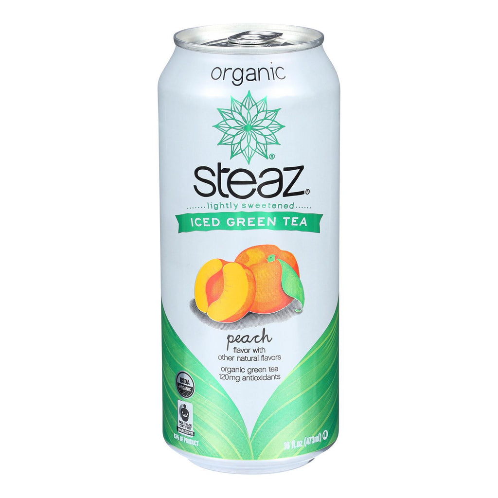 Steaz Lightly Sweetened Green Tea - Peach - Case Of 12 - 16 Fl Oz.