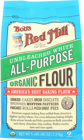 Bob's Red Mill Organic Unbleached White All-purpose Flour - 5 Lb - Case Of 4