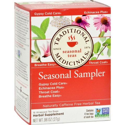 Traditional Medicinals Seasonal Herb Tea Sampler - Caffeine Free - 16 Bags