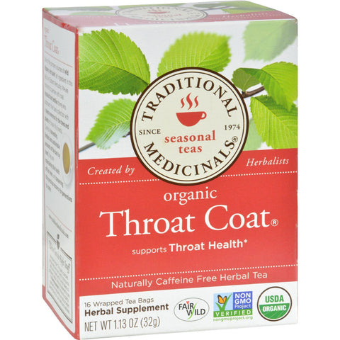 Traditional Medicinals Organic Throat Coat Herbal Tea - Caffeine Free - 16 Bags