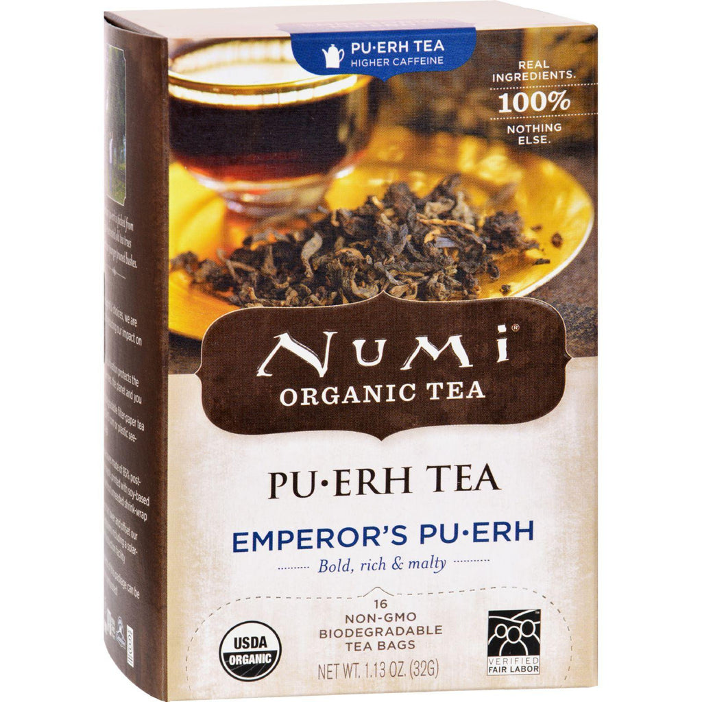 Numi Emperor's Puerh Black Tea - 16 Tea Bags - Case Of 6