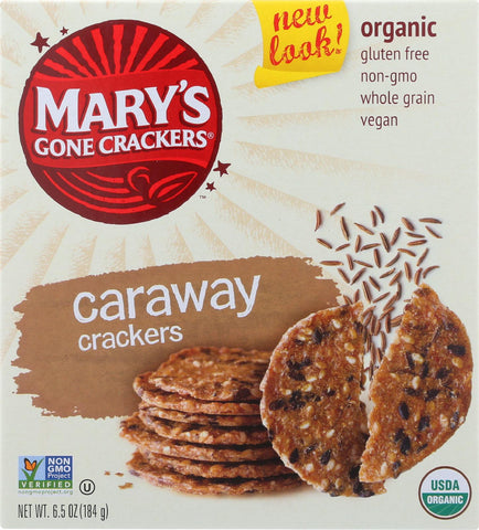 Mary's Gone Crackers Caraway Cracker - Gluten Free - Case Of 12 - 6.5 Oz.