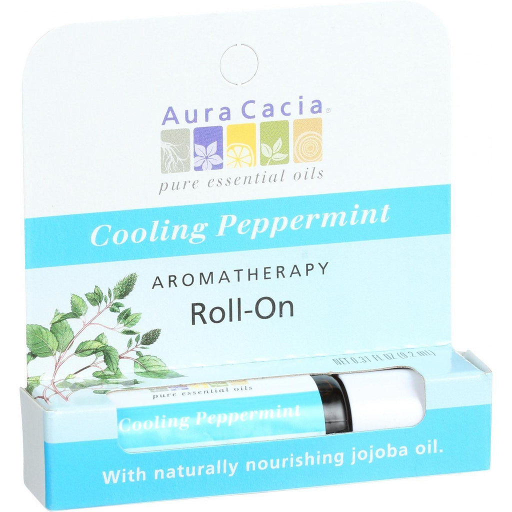 Aura Cacia Roll On Aroma Stick - Cooling Peppermint - .31 Oz - Case Of 6