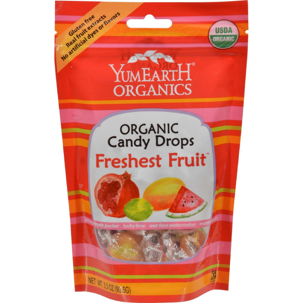 Yummy Earth Organic Candy Drops Freshest Fruit - 3.3 Oz - Case Of 6