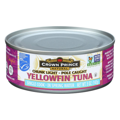 Crown Prince Yellowfin Tuna In Spring Water - Chunk Light - Case Of 12 - 5 Oz.