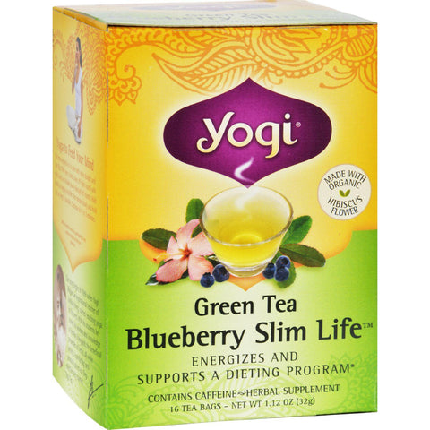 Yogi Green Slim Life Herbal Tea Blueberry - 16 Tea Bags - Case Of 6