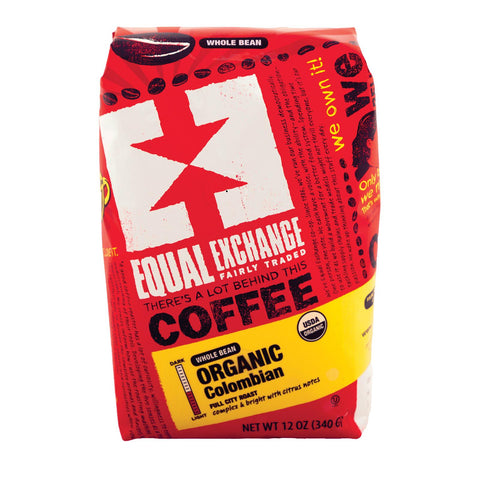 Equal Exchange Organic Whole Bean Coffee - Columbian - Case Of 6 - 12 Oz.