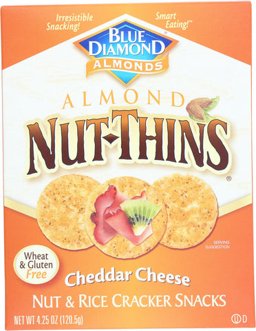 Blue Diamond Nut Thins - Cheddar Cheese - Case Of 12 - 4.25 Oz.