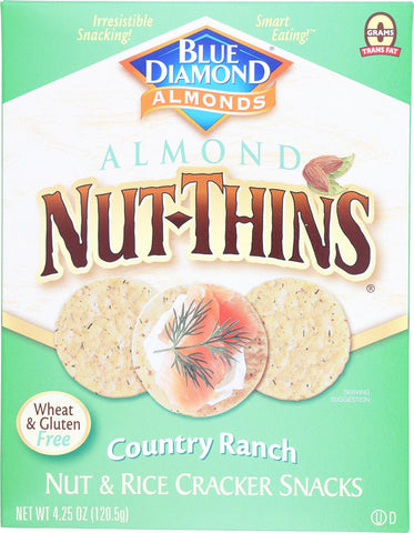 Blue Diamond Nut Thins - Country Ranch - Case Of 12 - 4.25 Oz.