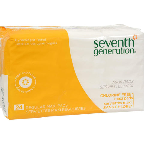 Seventh Generation Chlorine Free Maxi Pads Regular - 24 Pads - Case Of 12