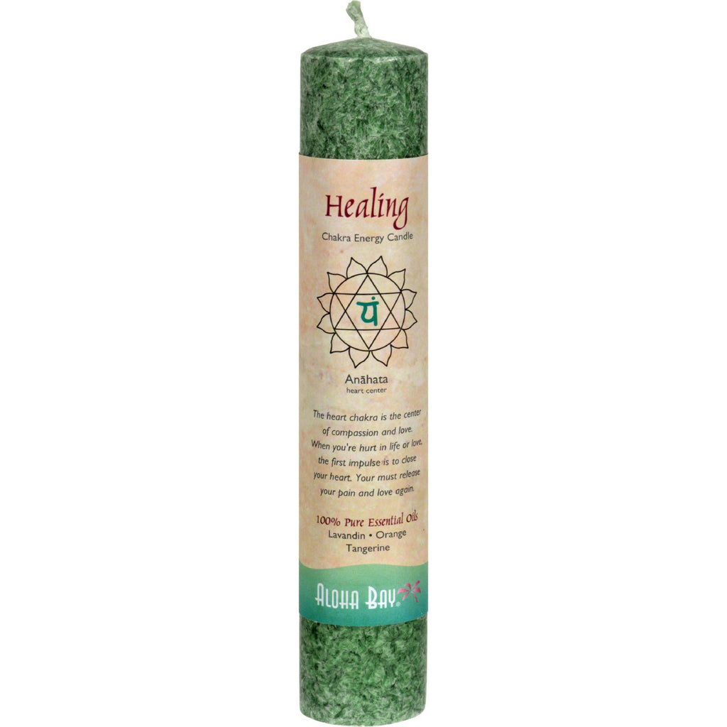 Aloha Bay Chakra Pillar Candle - Green - 8"