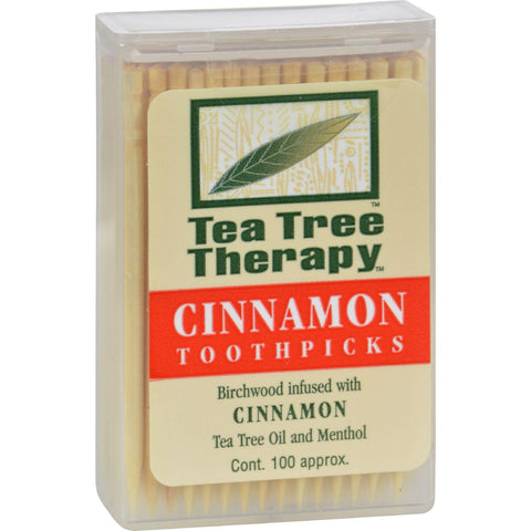 Tea Tree Therapy Toothpicks Cinnamon - 100 Toothpicks - Case Of 12