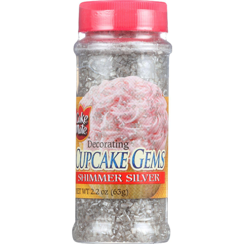 Cake Mate Cake Decor - Cupcake Gems - Sugar - Shimmer Silver - 2.2 Oz - Case Of 6