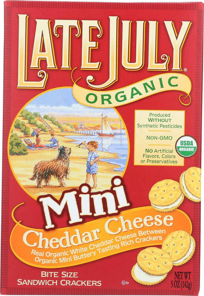 Late July Snacks Sandwich Crackers - Cheddar Cheese - Case Of 12 - 5 Oz.