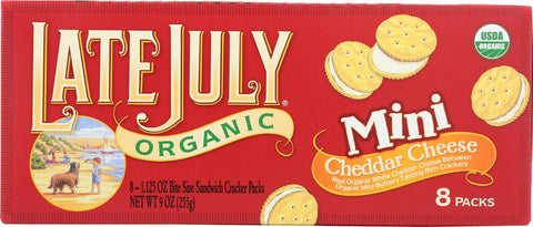 Late July Snacks Sandwich Crackers - Cheddar Cheese - Case Of 4 - 1.125 Oz.