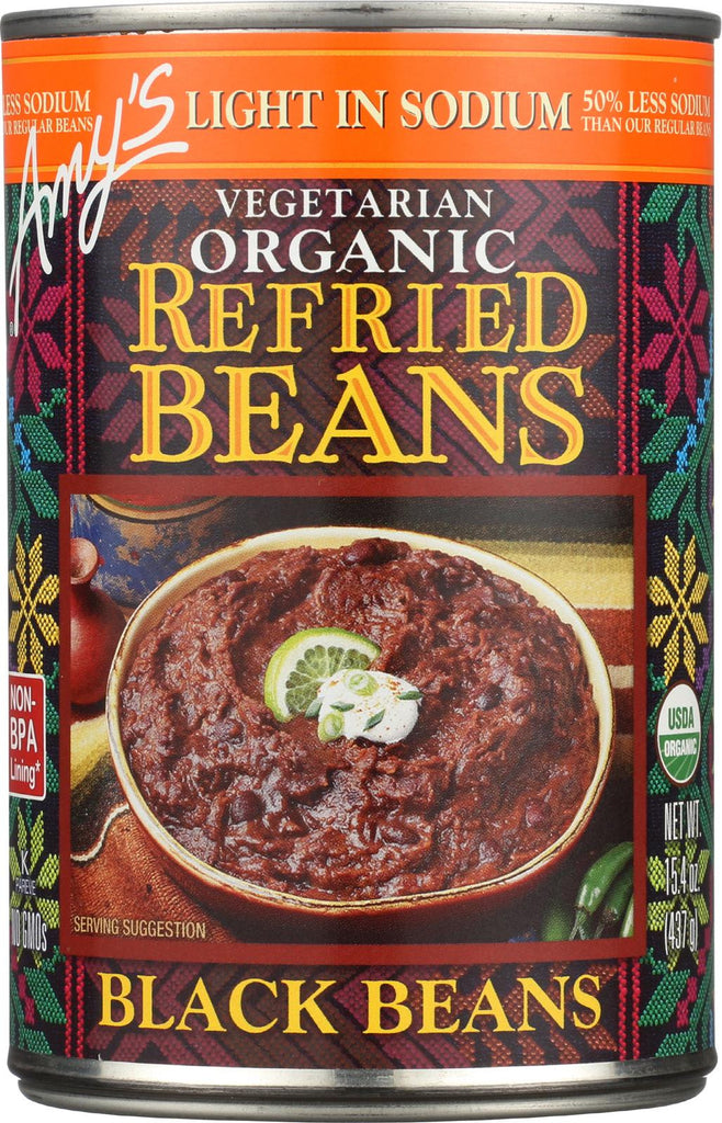 Amy's Organic Light In Sodium Refried Black Beans - Case Of 12 - 15.4 Oz.