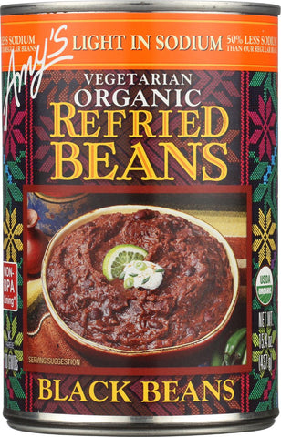 Amy's Organic Light In Sodium Refried Black Beans - Case Of 12 - 15.4 Oz.