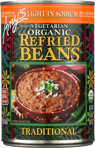 Amy's Organic Light In Sodium Traditional Refried Beans - Case Of 12 - 15.4 Oz.