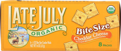 Late July Snacks Organic Bite Size Crackers - Cheddar Cheese - Case Of 4 - 1 Oz.