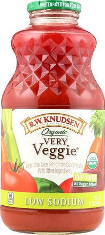 R.w. Knudsen Very Veggie Juice - Low Sodium - Case Of 12 - 32 Fl Oz.