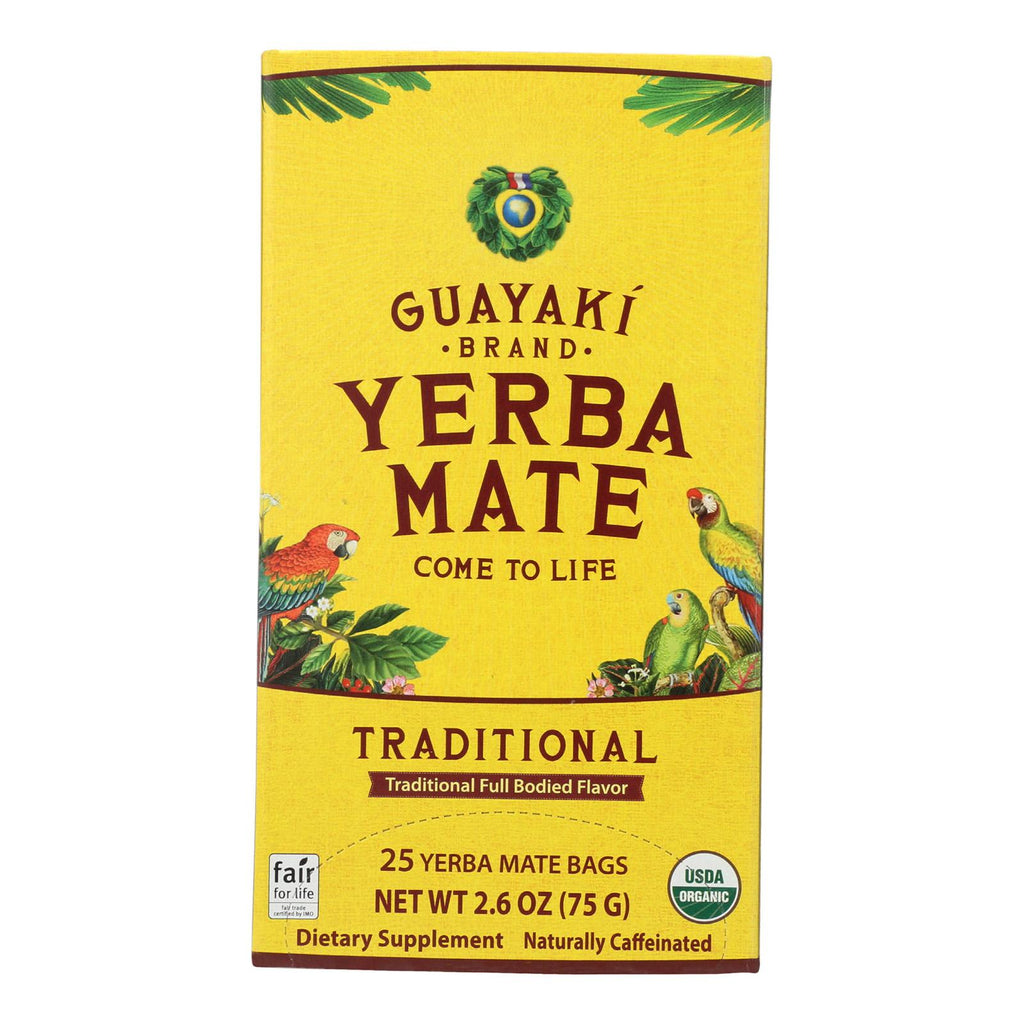 Guayaki Organic Traditional Yerba Mate - Case Of 6 - 25 Bags