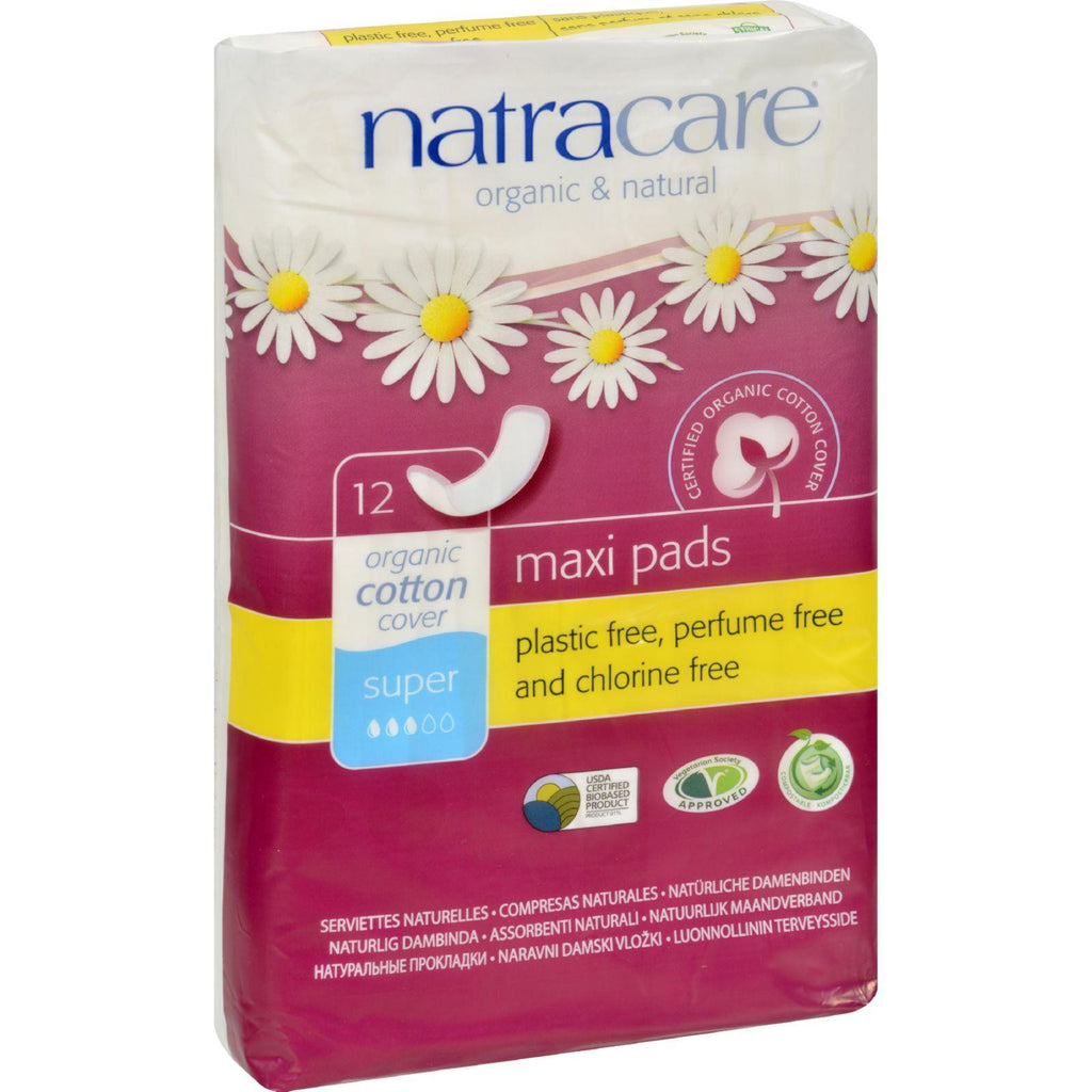 Natracare Natural Maxi Pads Super  - 12 Pack