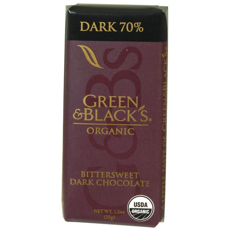 Green And Black's Organic Chocolate Bars - Bittersweet Dark Chocolate - 70 Percent Cacao - Impulse Bars - 1.2 Oz - Case Of 20