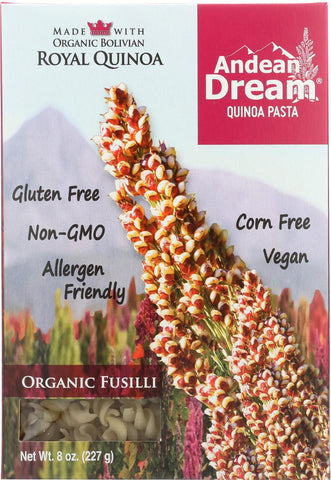 Andean Dream Gluten Free Organic Fusilli Quinoa Pasta - Case Of 12 - 8 Oz.