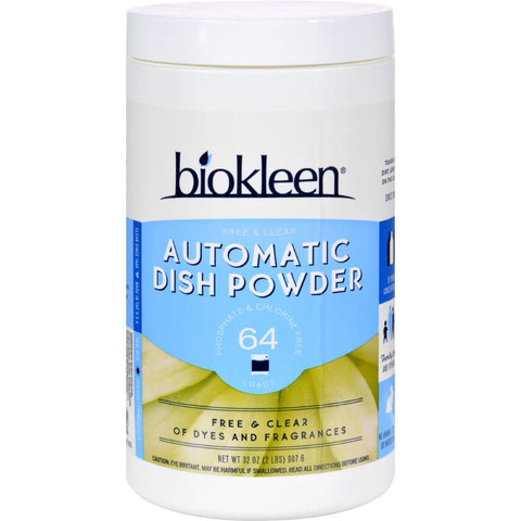 Biokleen Auto Dish Powder - Free And Clear - Case Of 12 - 32 Oz