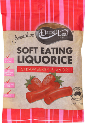 Darrell Soft Eating Liquorice - Strawberry - Case Of 8 - 7 Oz.