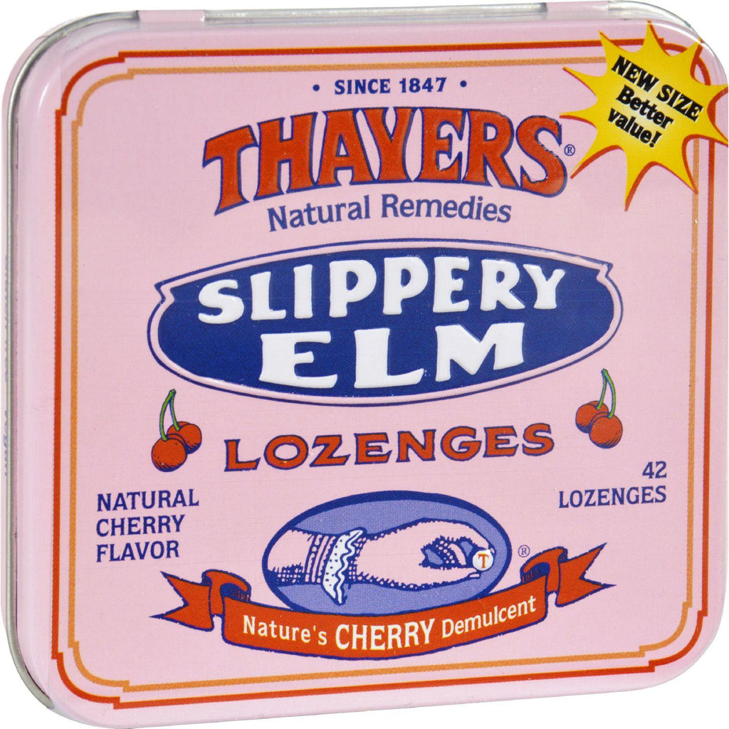 Thayers Slippery Elm Lozenges Cherry - 42 Lozenges - Case Of 10