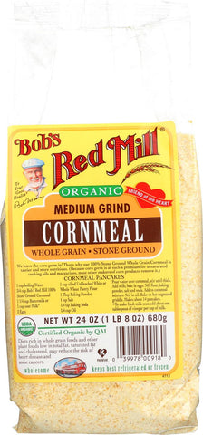 Bob's Red Mill Organic Medium Grind Cornmeal - 24 Oz - Case Of 4