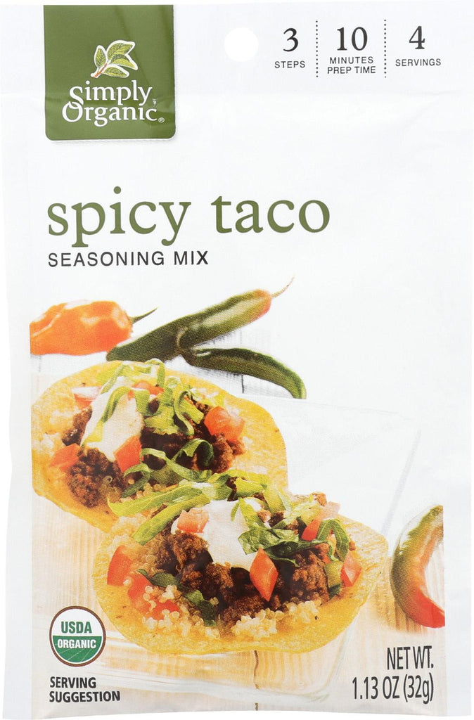 Simply Organic Spicy Taco Seasoning Mix - Case Of 12 - 1.13 Oz.