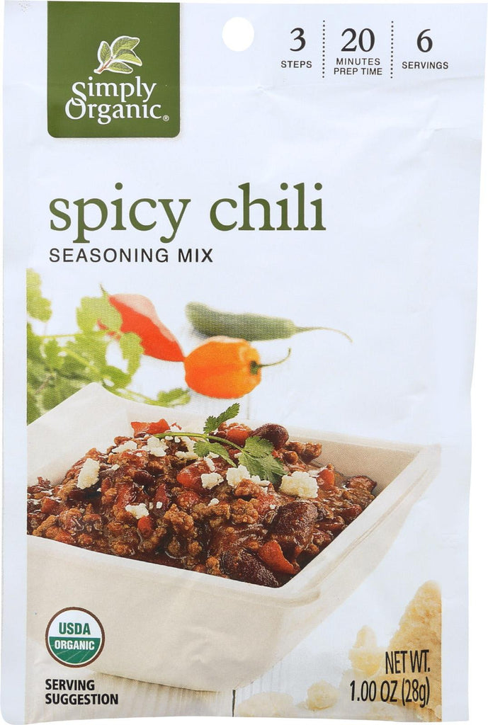 Simply Organic Spicy Chili Seasoning Mix - Case Of 12 - 1 Oz.