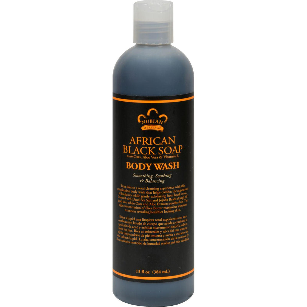 Nubian Heritage African Black Soap Body Wash And Scrub - 13 Fl Oz