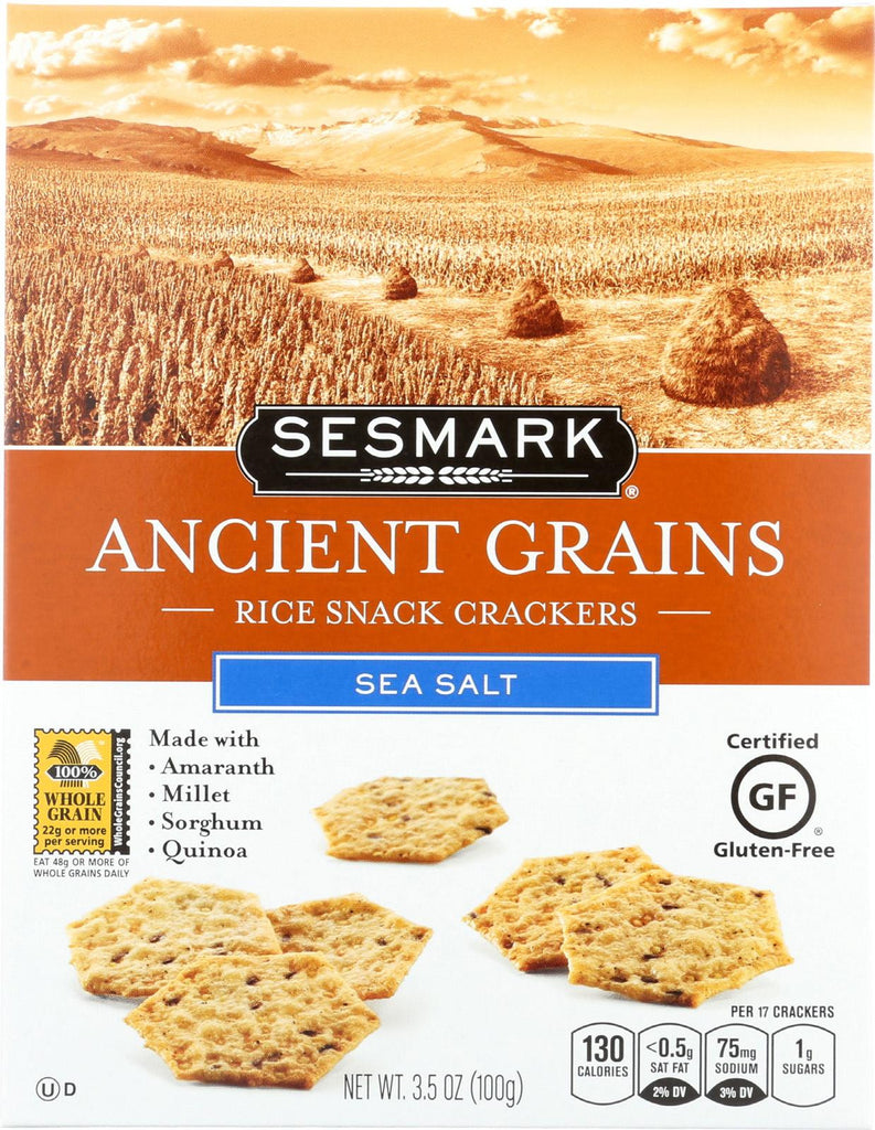 Sesmark Foods Ancient Grains Crackers - Sea Salt - Case Of 6 - 3.5 Oz.